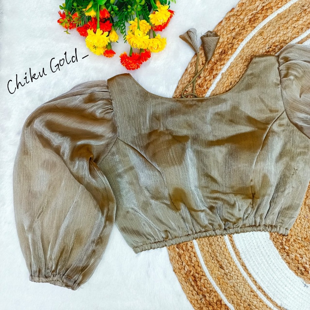 Women's Puff Sleeve gold Saree blouse